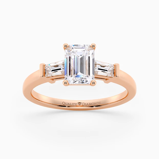 Diamond Set Emerald Vida Diamond Ring in 18K Rose Gold