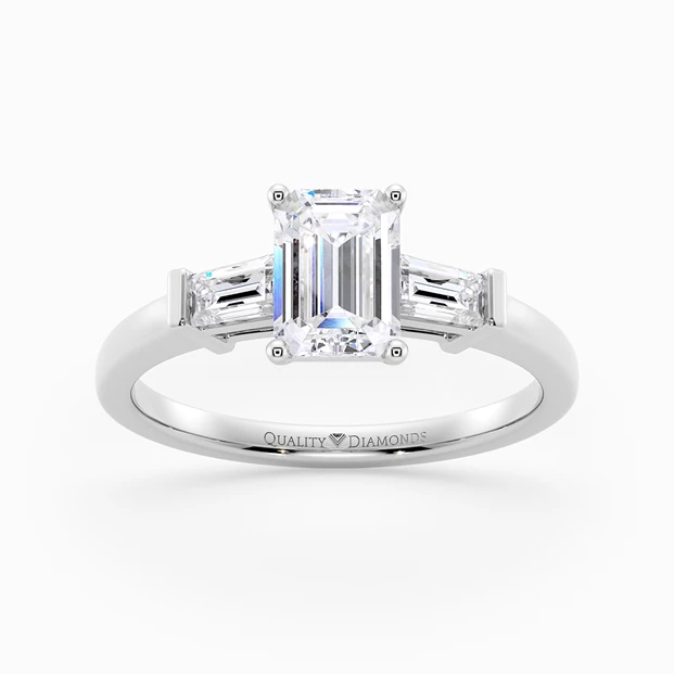 Diamond Set Emerald Vida Diamond Ring in 18K White Gold