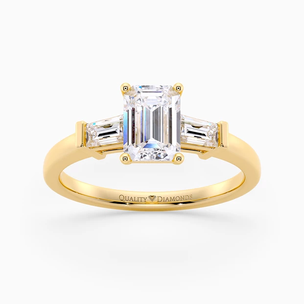 Diamond Set Emerald Vida Diamond Ring in 9K Yellow Gold