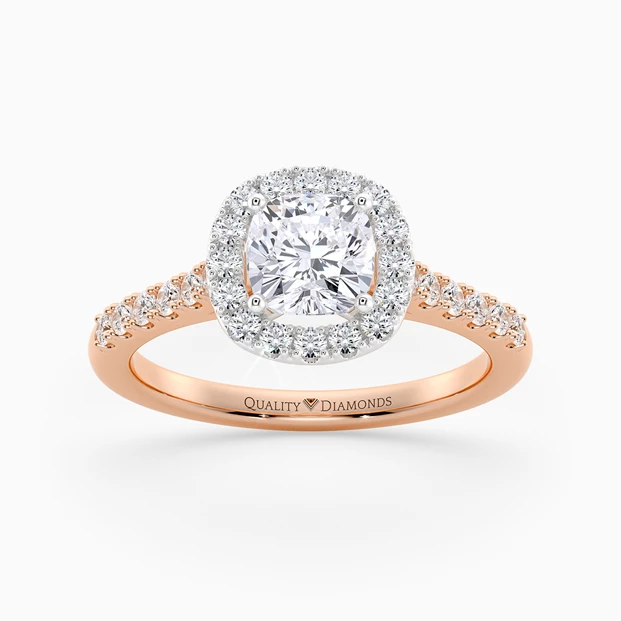 Diamond Set Cushion Bijou Diamond Ring in 9K Rose Gold