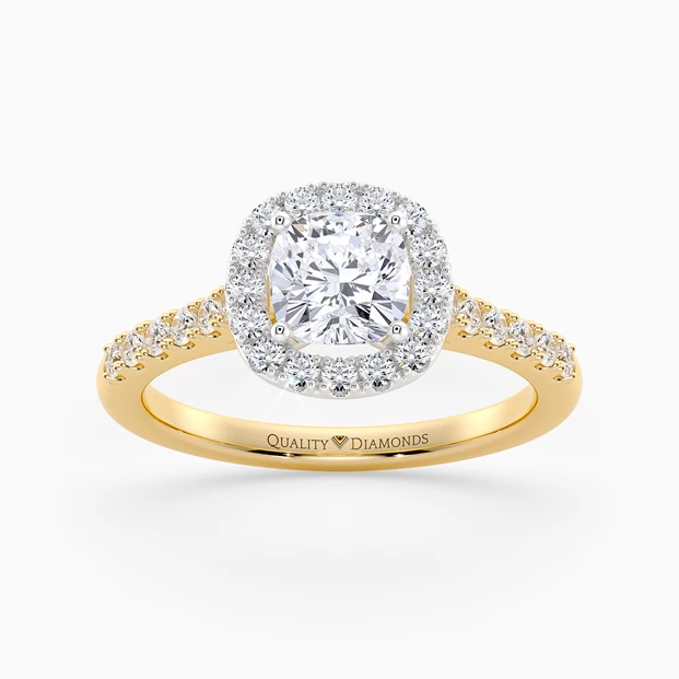 Diamond Set Cushion Bijou Diamond Ring in 9K Yellow Gold