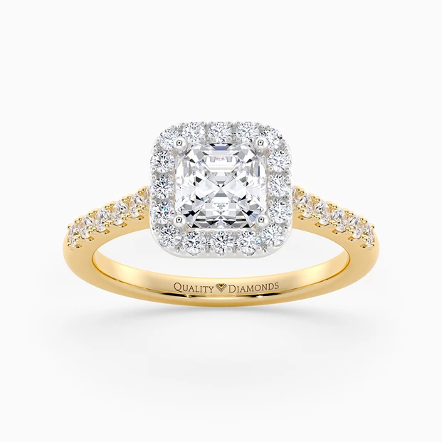 Diamond Set Asscher Bijou Diamond Ring in 9K Yellow Gold
