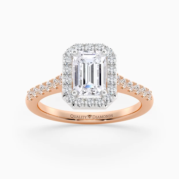 Diamond Set Emerald Bijou Diamond Ring in 9K Rose Gold