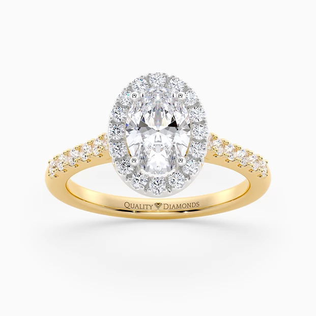 Diamond Set Oval Bijou Diamond Ring in 18K Yellow Gold