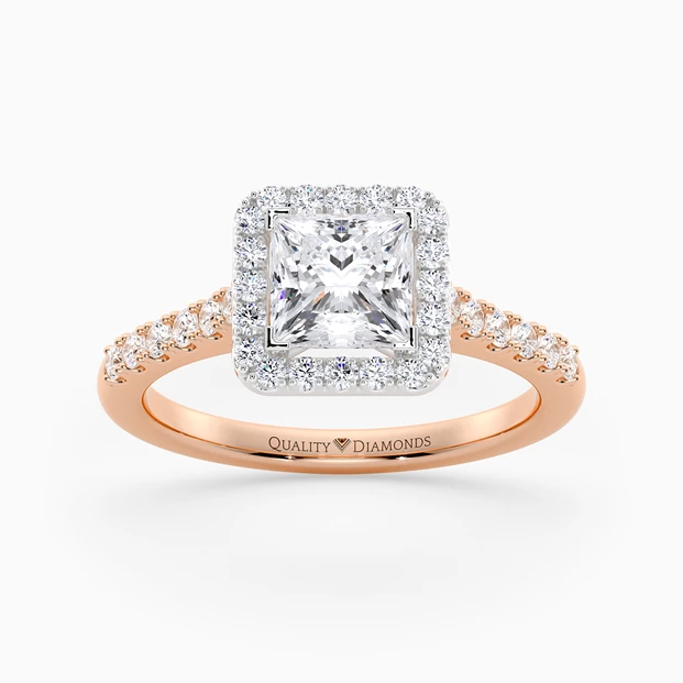 Diamond Set Princess Bijou Diamond Ring in 18K Rose Gold