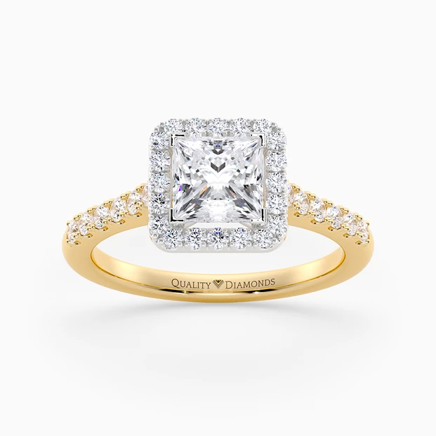 Diamond Set Princess Bijou Diamond Ring in 9K Yellow Gold