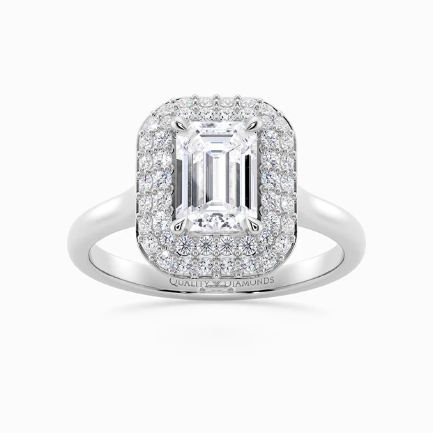 Diamond Set Emerald Eclat Diamond Ring in Platinum
