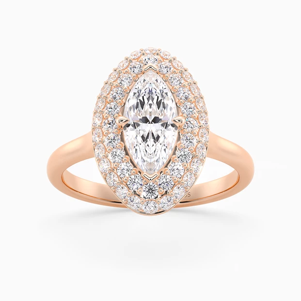 Diamond Set Marquise Eclat Diamond Ring in 9K Rose Gold