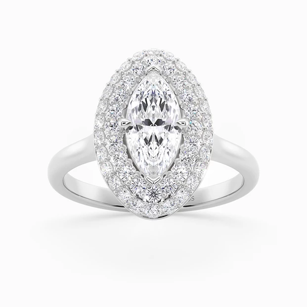 Diamond Set Marquise Eclat Diamond Ring in 9K White Gold