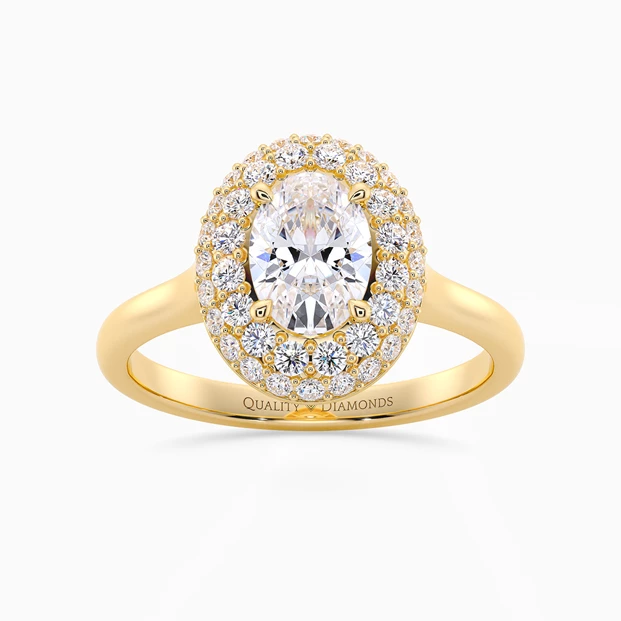 Diamond Set Oval Eclat Diamond Ring in 18K Yellow Gold