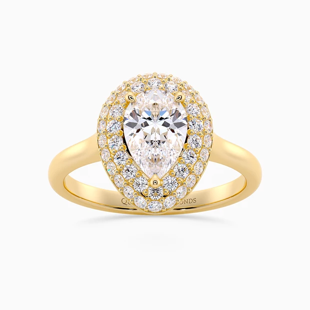 Diamond Set Pear Eclat Diamond Ring in 9K Yellow Gold