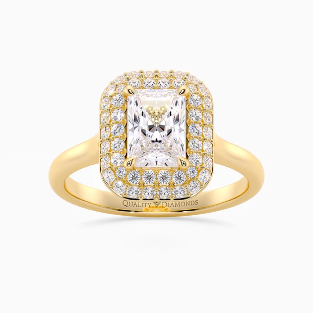 Diamond Set Radiant Eclat Diamond Ring in 18K Yellow Gold