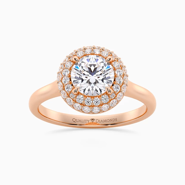 Diamond Set Round Brilliant Eclat Diamond Ring in 9K Rose Gold