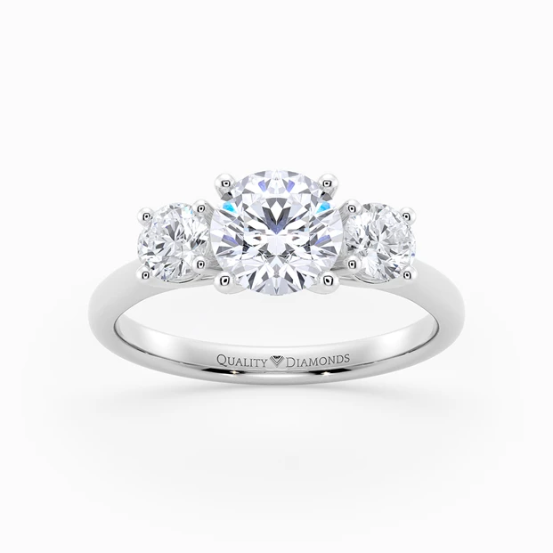 Round Brilliant Trilogy Bonheur Diamond Ring in Platinum 950