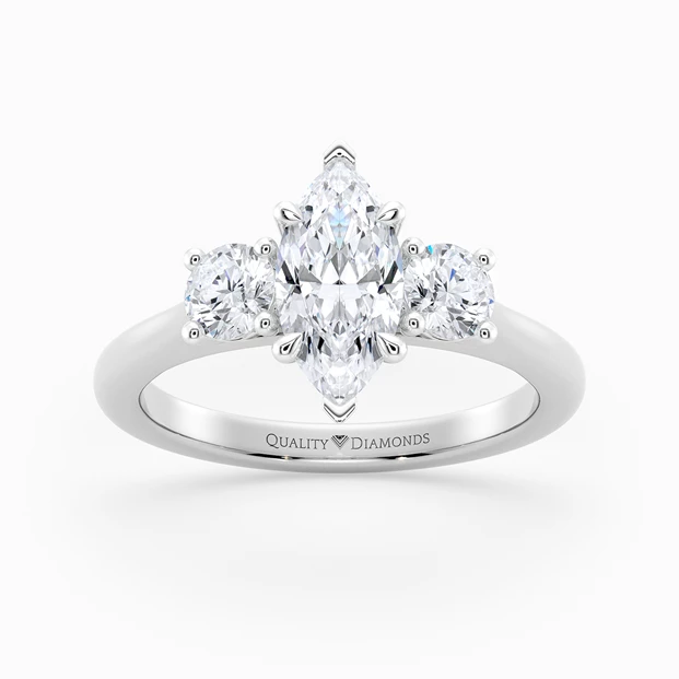 Marquise Trilogy Noa Diamond Ring in 9K White Gold