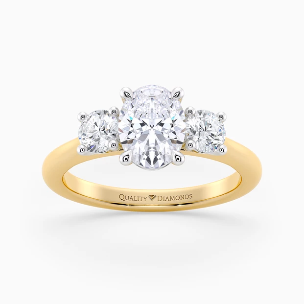 Oval Trilogy Noa Diamond Ring in 9K Yellow Gold