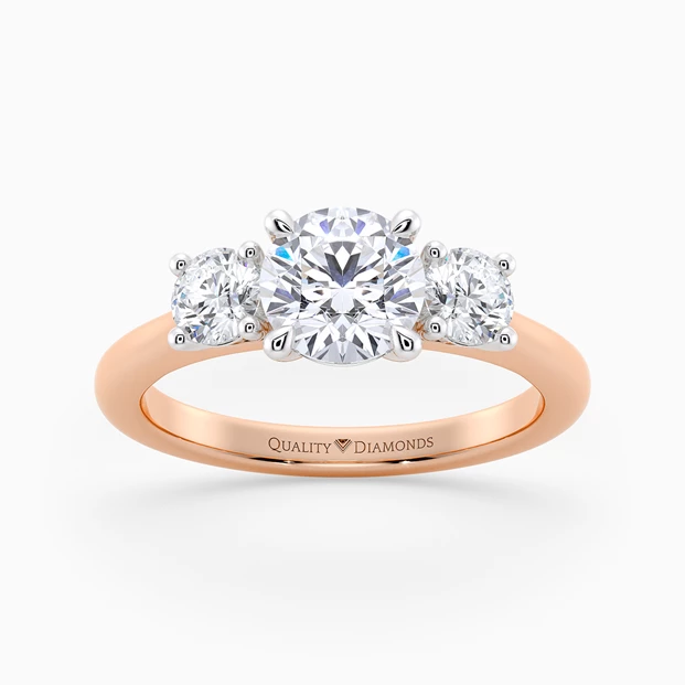 Round Brilliant Trilogy Noa Diamond Ring in 18K Rose Gold