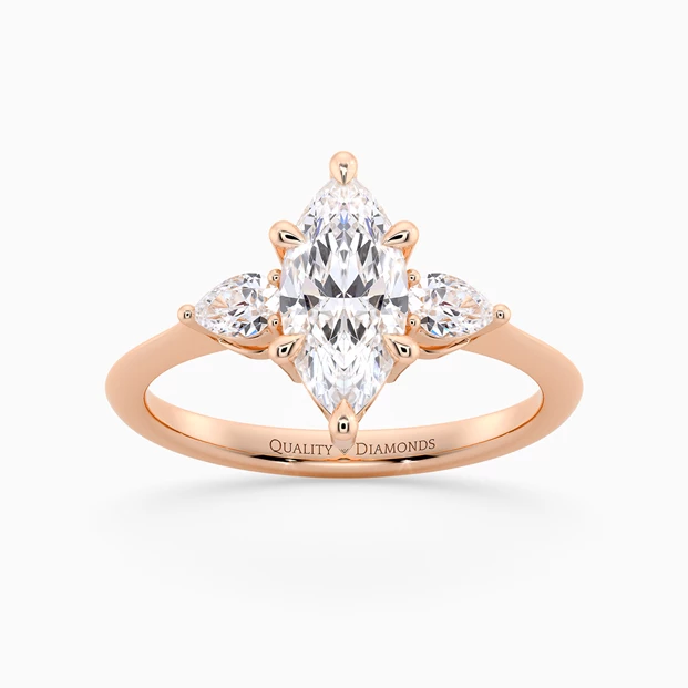 Marquise Trilogy Zahra Diamond Ring in 9K Rose Gold