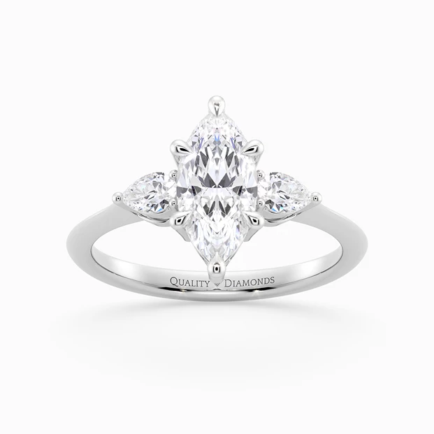 Marquise Trilogy Zahra Diamond Ring in 9K White Gold