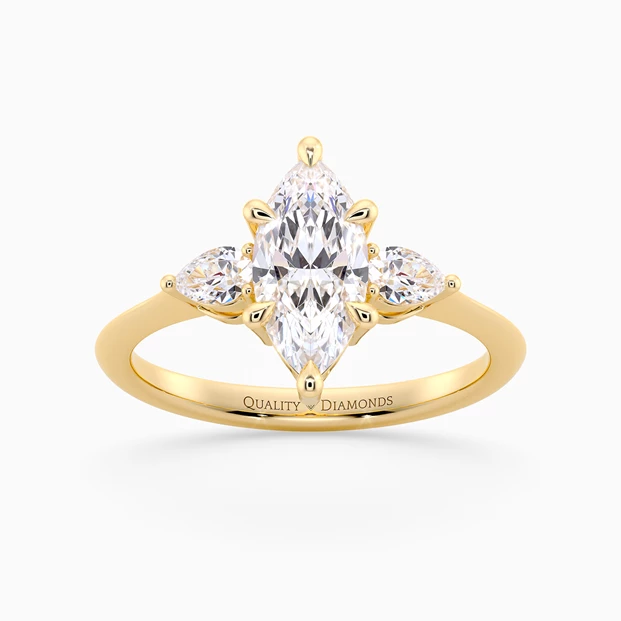 Marquise Trilogy Zahra Diamond Ring in 9K Yellow Gold