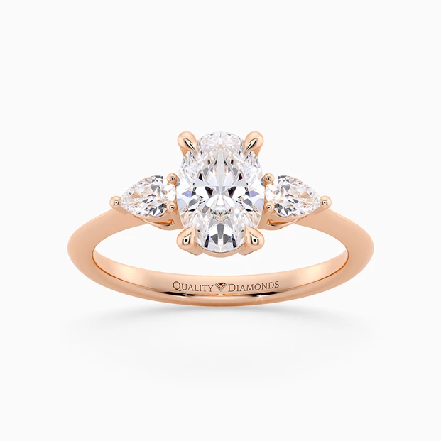 Oval Trilogy Zahra Diamond Ring in 9K Rose Gold
