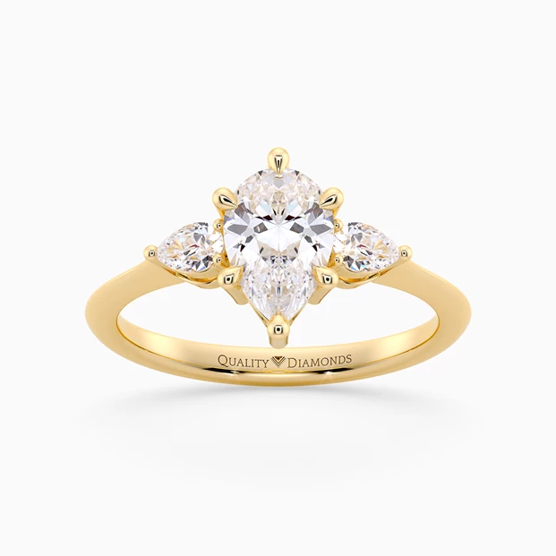 Pear Trilogy Zahra Diamond Ring in 18K Yellow Gold