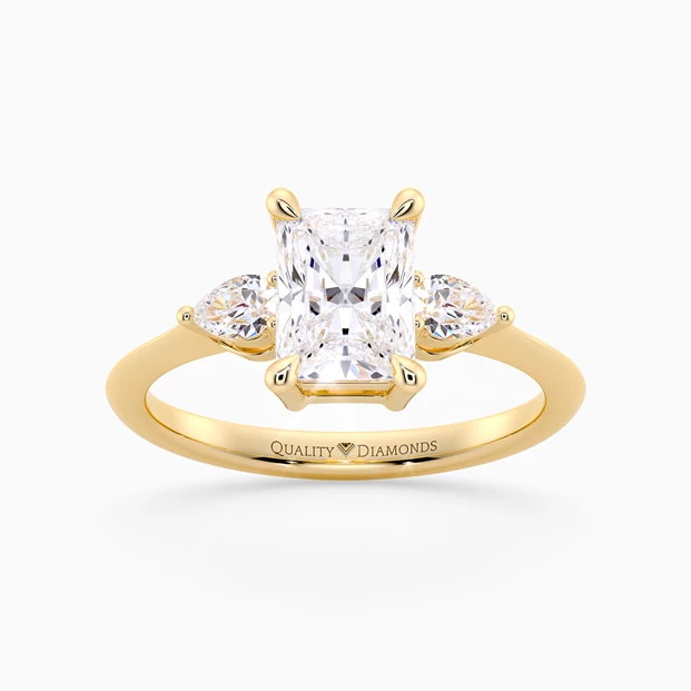 Radiant Trilogy Zahra Diamond Ring in 9K Yellow Gold