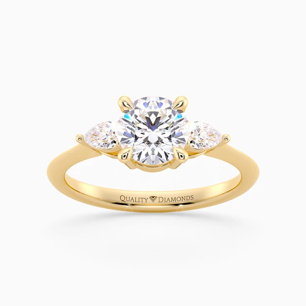 Round Brilliant Trilogy Zahra Diamond Ring in 18K Yellow Gold