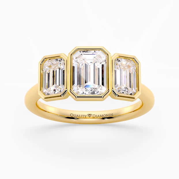 Emerald Trilogy Milada Diamond Ring in 9K Yellow Gold