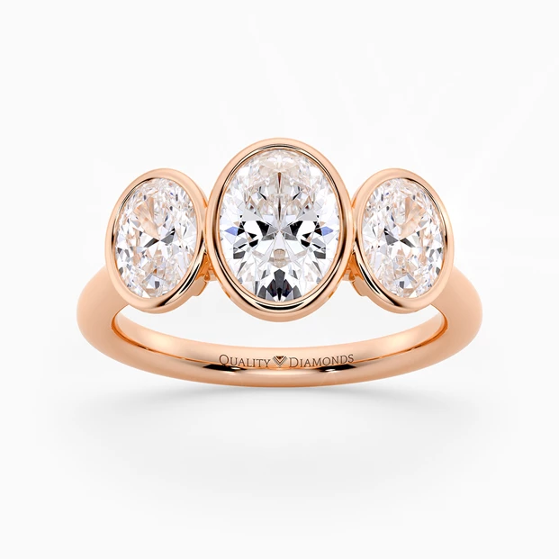 Oval Trilogy Milada Diamond Ring in 9K Rose Gold