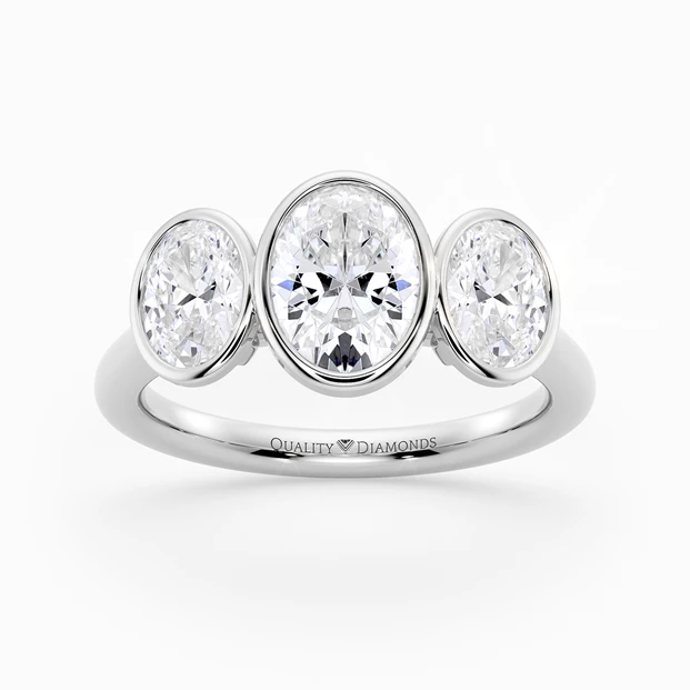 Oval Trilogy Milada Diamond Ring in 9K White Gold