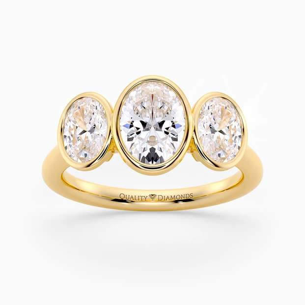 Oval Trilogy Milada Diamond Ring in 9K Yellow Gold