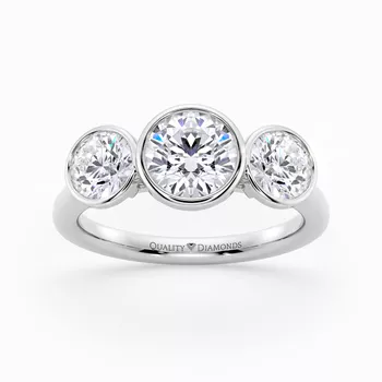 Round Brilliant Trilogy Milada Diamond Ring in 18K White Gold