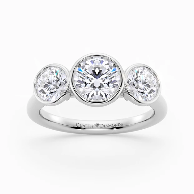 Round Brilliant Trilogy Milada Diamond Ring in 9K White Gold
