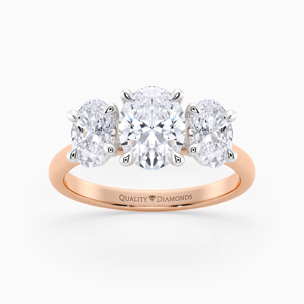 Oval Trilogy Mabelle Diamond Ring in 9K Rose Gold