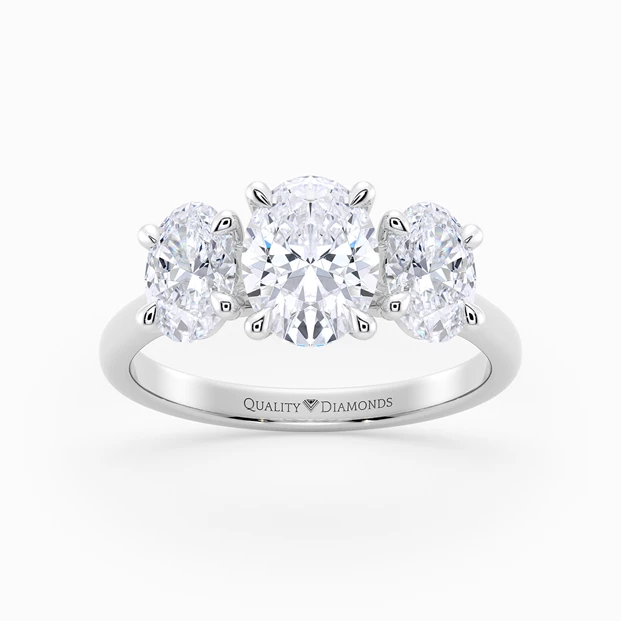 Oval Trilogy Mabelle Diamond Ring in 9K White Gold