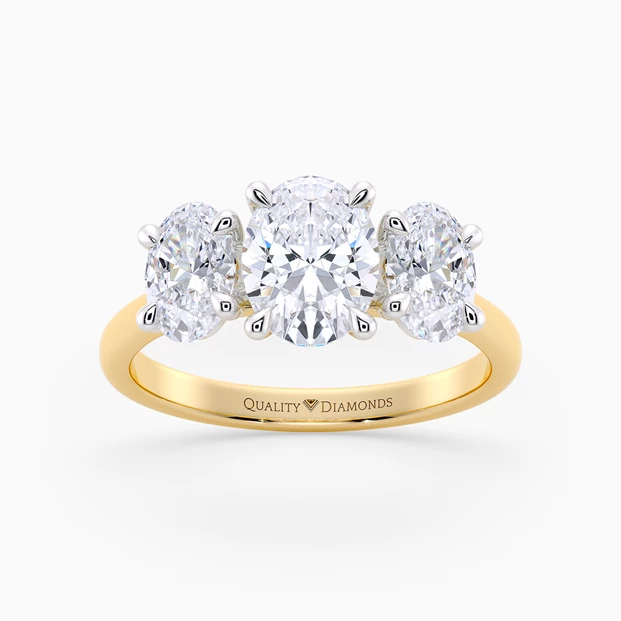 Oval Trilogy Mabelle Diamond Ring in 9K Yellow Gold