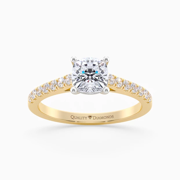 Diamond Set Cushion Milena Diamond Ring in 9K Yellow Gold
