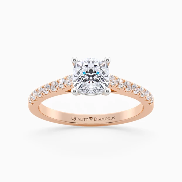 Diamond Set Cushion Milena Diamond Ring in 9K Rose Gold