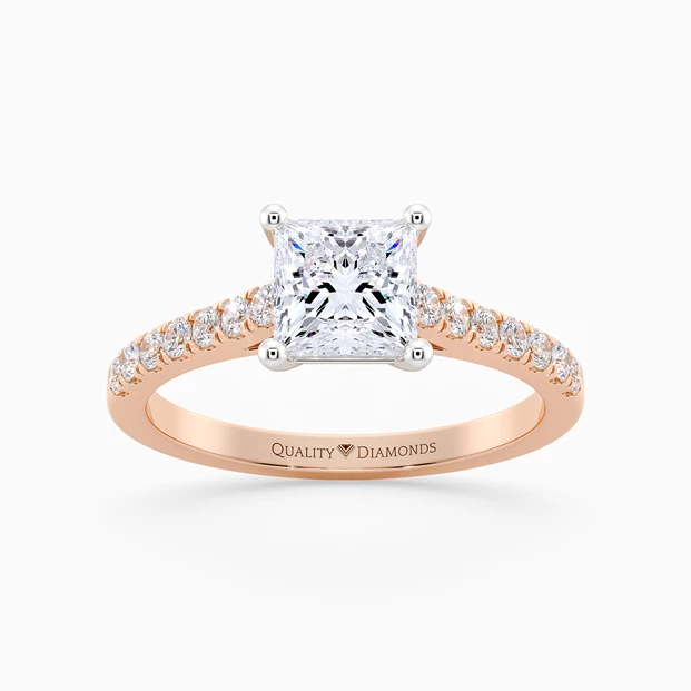 Diamond Set Princess Milena Diamond Ring in 9K Rose Gold