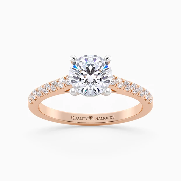 Diamond Set Round Brilliant Milena Diamond Ring in 9K Rose Gold