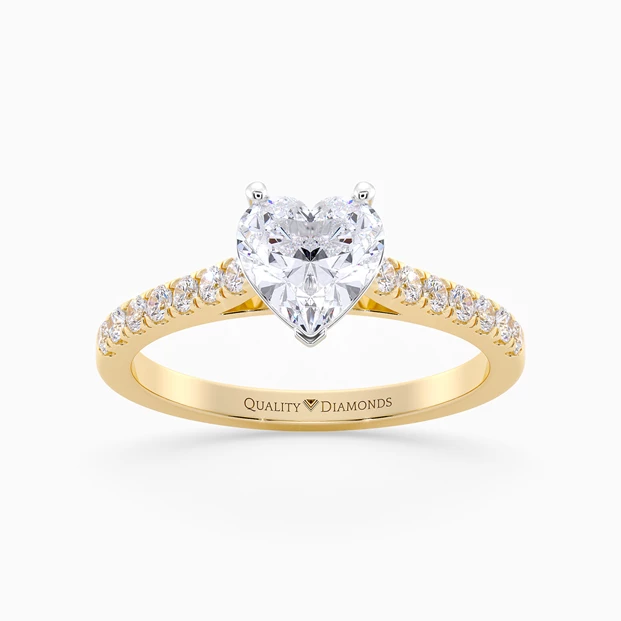 Diamond Set Heart Milena Diamond Ring in 18K Yellow Gold