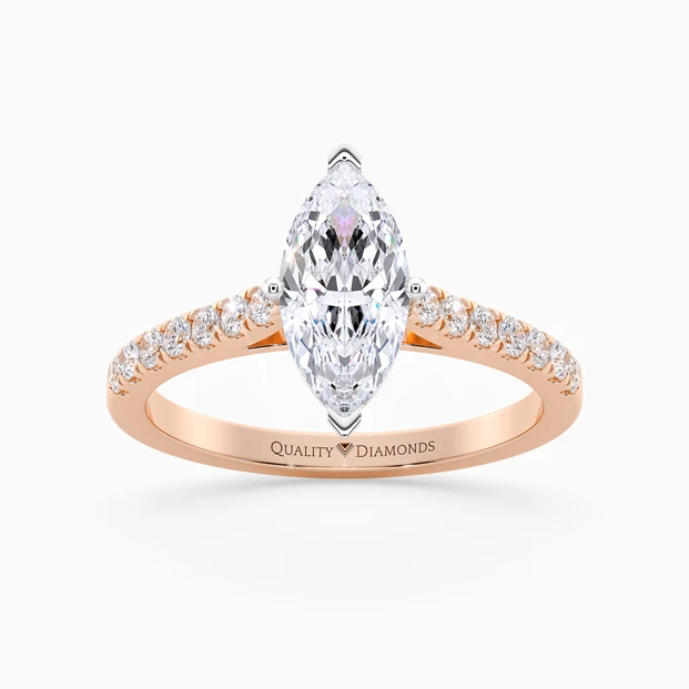 Diamond Set Marquise Milena Diamond Ring in 18K Rose Gold
