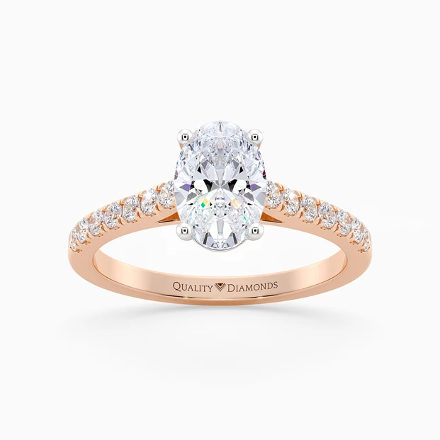 Diamond Set Oval Milena Diamond Ring in 18K Rose Gold