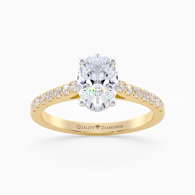 Diamond Set Oval Milena Diamond Ring in 18K Yellow Gold