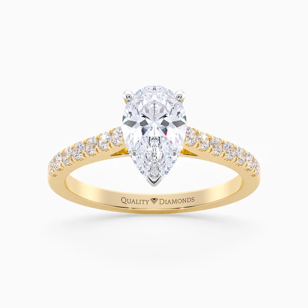 Diamond Set Pear Milena Diamond Ring in 9K Yellow Gold