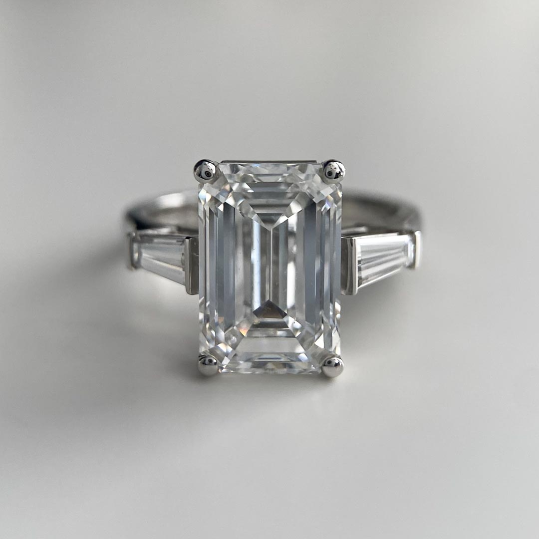 5.03ct Lab-Grown Emerald Vida Trilogy Diamond Ring in Platinum