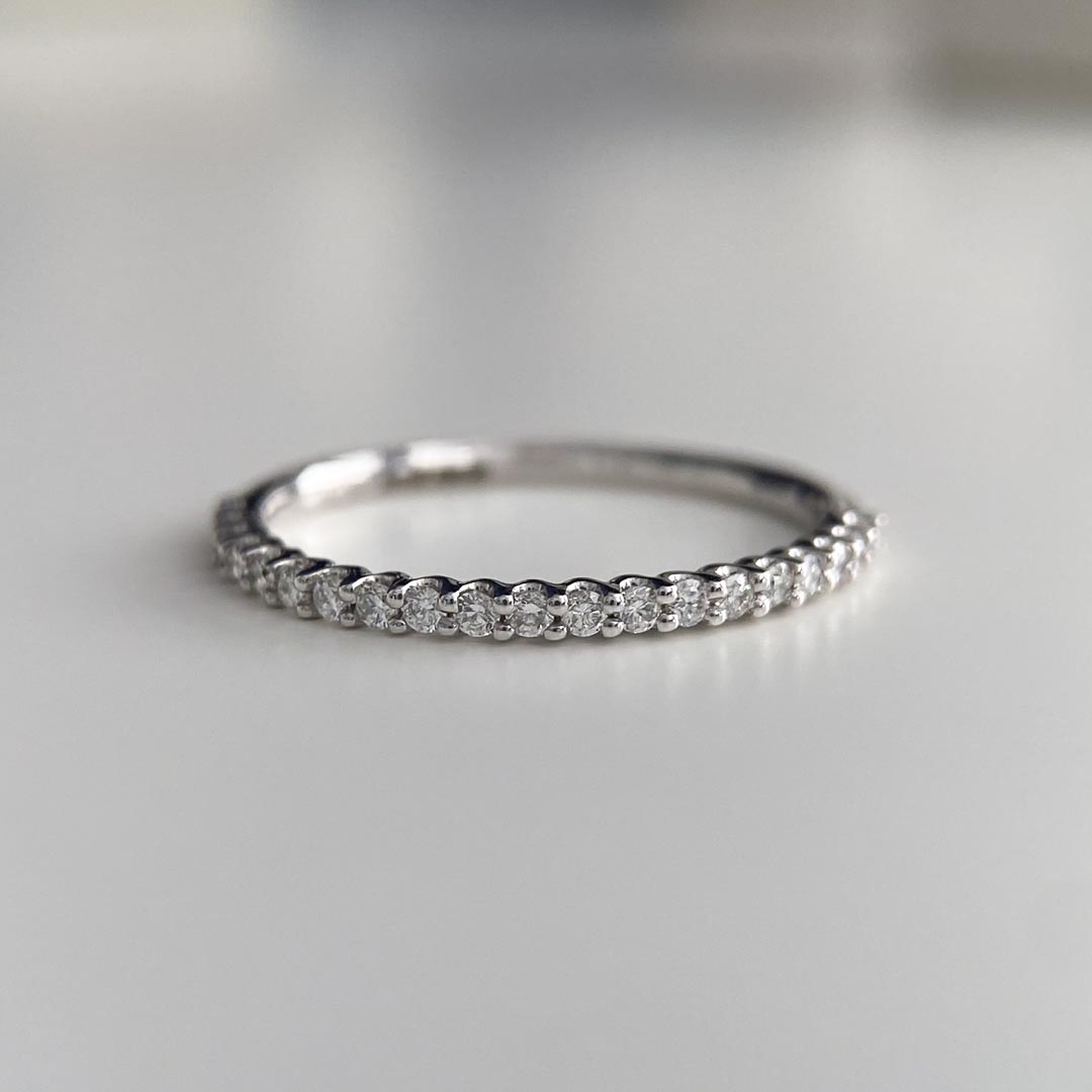 18K White Gold 1.5mm Half U Collet Diamond Set Ring