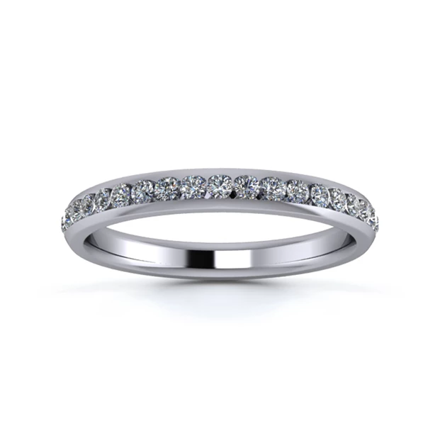 18K White Gold 2.5mm Half Channel Diamond Set Ring