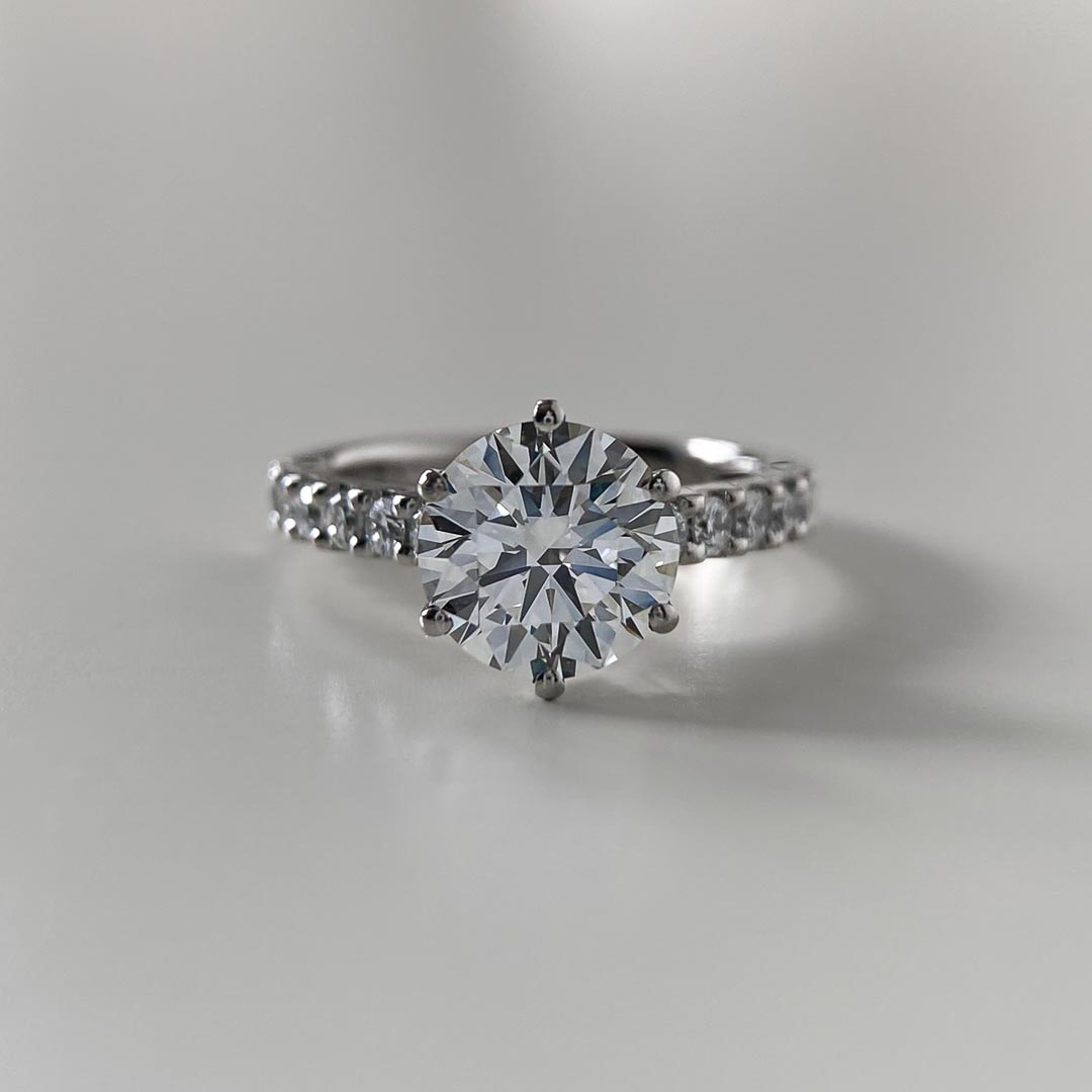 1.90ct Lab-Grown Round Brilliant Diamond Set Six Claw Amorette Ring in Platinum